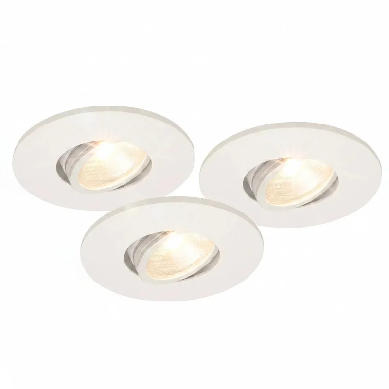 3er Set LED Einbaustrahler dimmbar & schwenkbar – IP44 – Weiß – Malmbergs MD-350