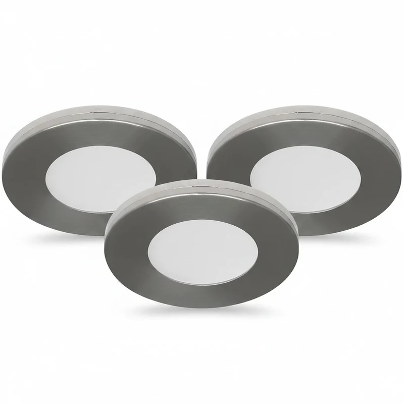 3er Set LED Spots Möbelleuchten 57mm dimmbar silber – Ultra Slim 6mm – Malmbergs MD-305