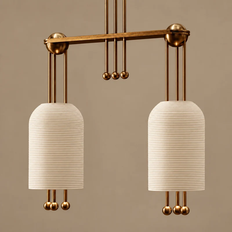 The Verona Linear | Solid Copper & Fluted Biscuit Ceramic | CLVRN