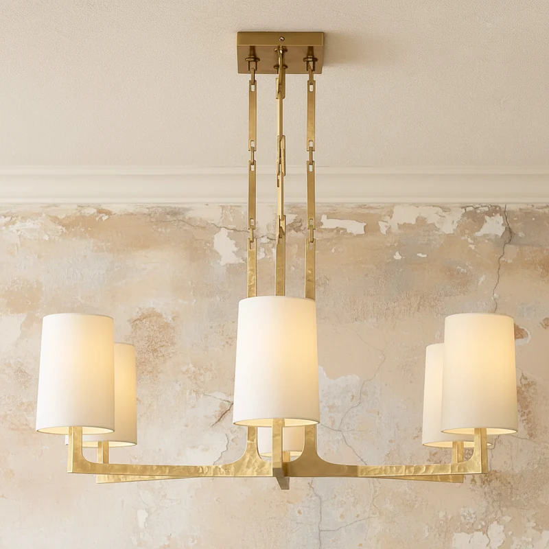 Multi-Arm Chandelier | Brass & Linen | CLPRH29