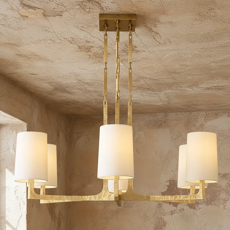 Multi-Arm Chandelier | Brass & Linen | CLPRH29