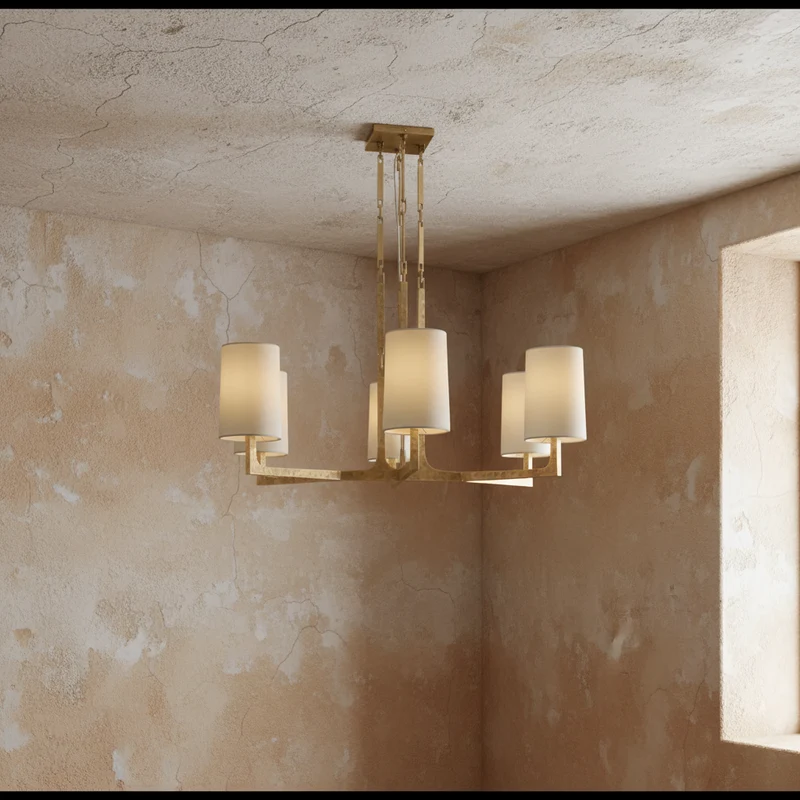 Multi-Arm Chandelier | Brass & Linen | CLPRH29
