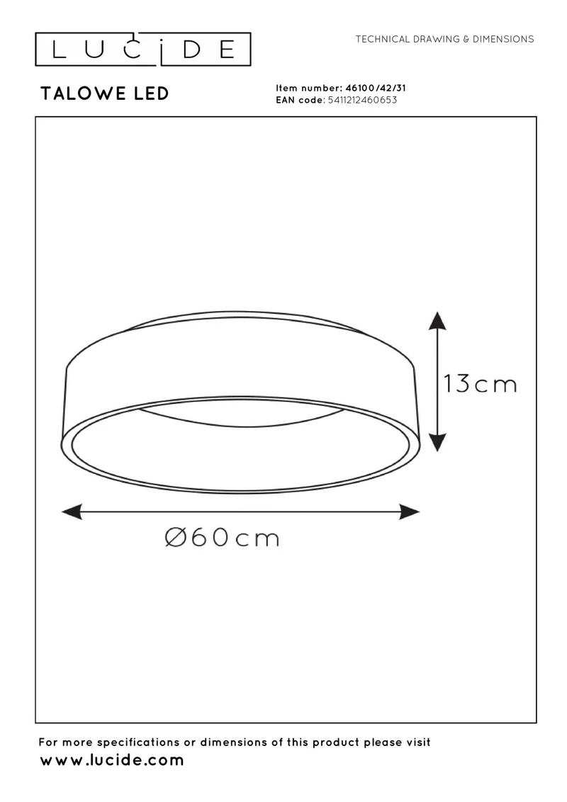 LED-Deckenleuchte Talowe dimmbar Ø 60cm Weiß