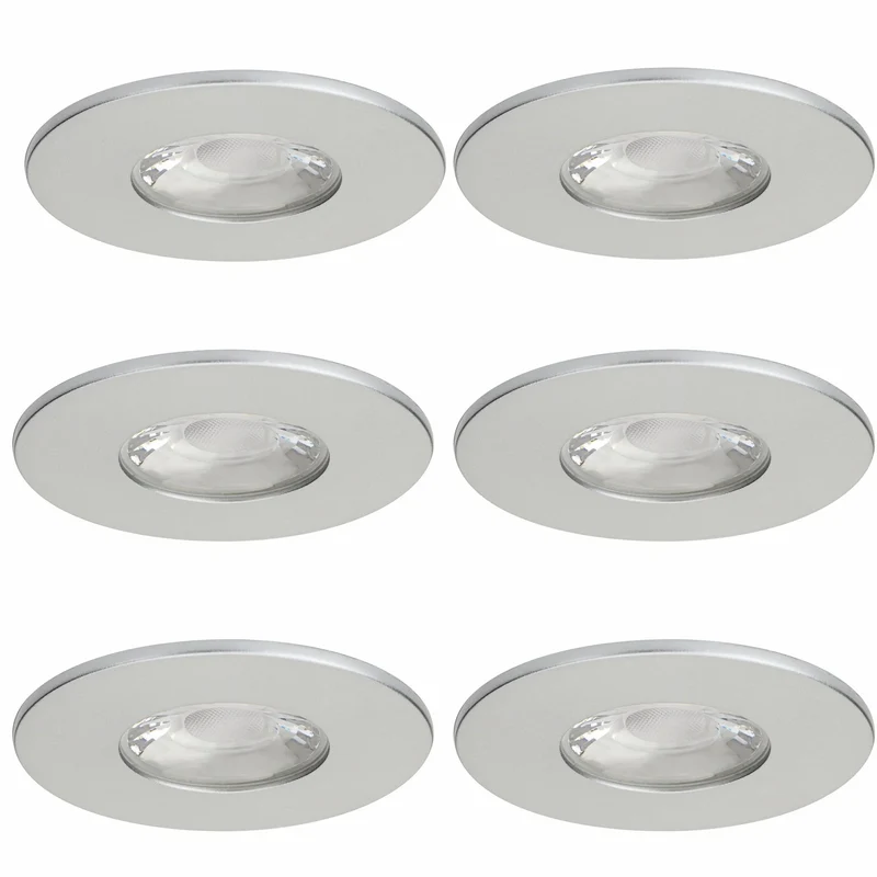 6er Set MD-881 silber LED Einbaustrahler dimmbar 4,5 W 70 mm warmweiß IP44