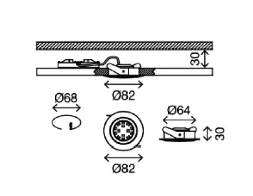 3er Set LED Einbaustrahler – schalterdimmbar in 4 Stufen, schwenkbar, Ø 68 mm, warmweiß 3000 K, Aluminium-Optik