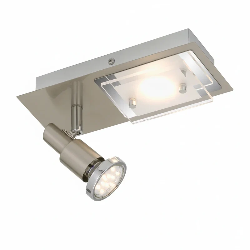 LED Wand- & Deckenleuchte COMBINATA 2-flammig – GU10 schwenkbar + LED-Modul, matt-nickel