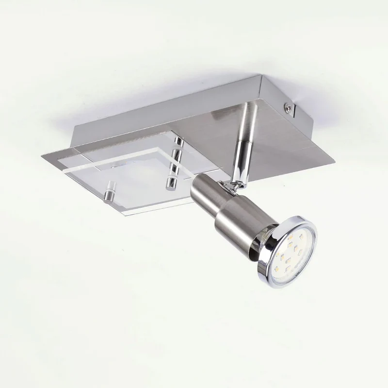 LED Wand- & Deckenleuchte COMBINATA 2-flammig – GU10 schwenkbar + LED-Modul, matt-nickel