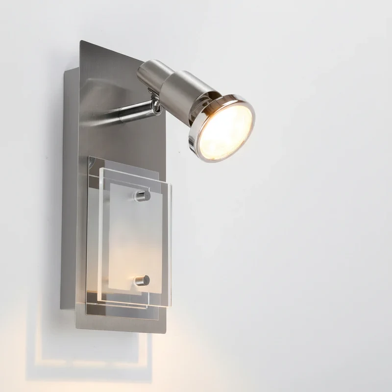 LED Wand- & Deckenleuchte COMBINATA 2-flammig – GU10 schwenkbar + LED-Modul, matt-nickel