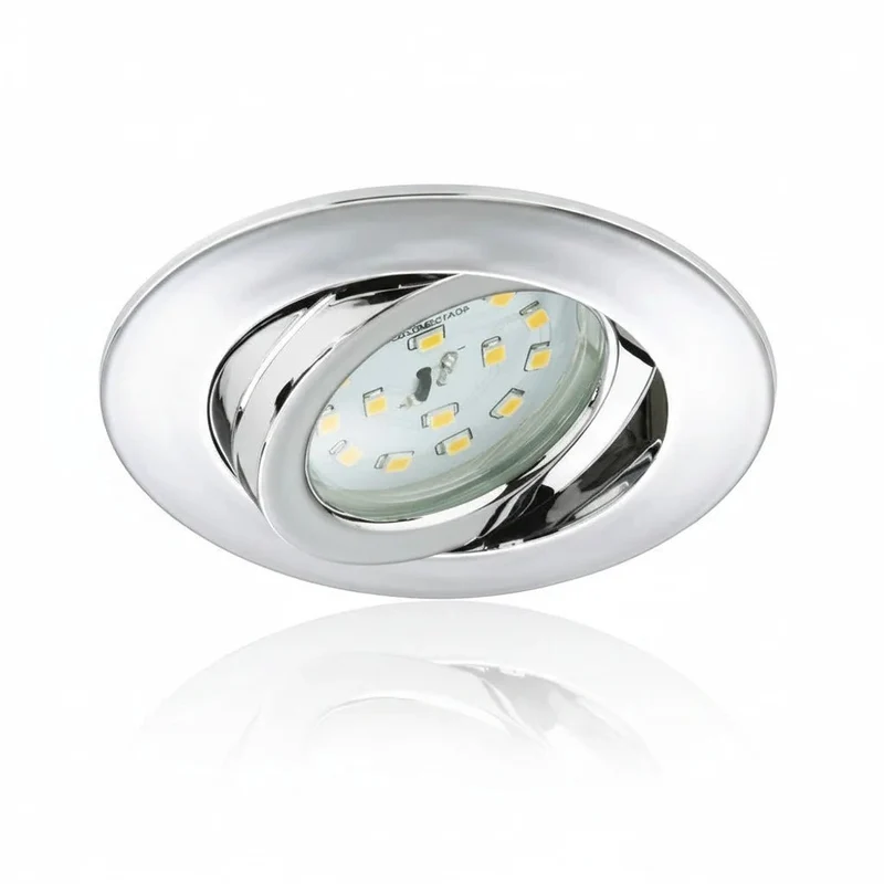 Ultra flacher LED Einbaustrahler Ø 68 mm – dimmbar & schwenkbar – Chrom – 5,5 W – IP23