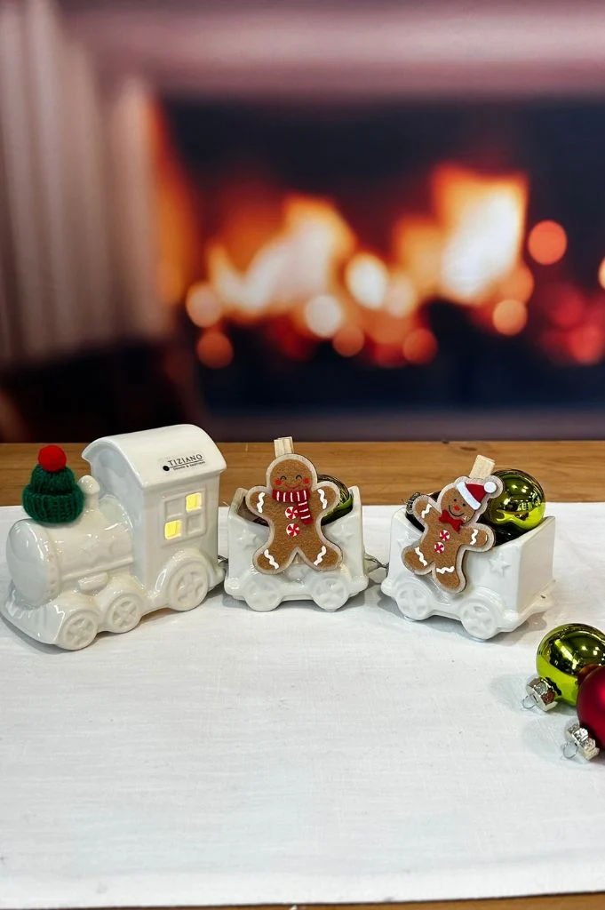 Dekoset Zug Lukas LED 3-teilig mit Lebkuchenmännchen