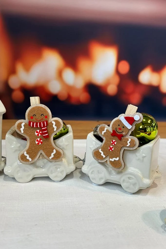 Dekoset Zug Lukas LED 3-teilig mit Lebkuchenmännchen