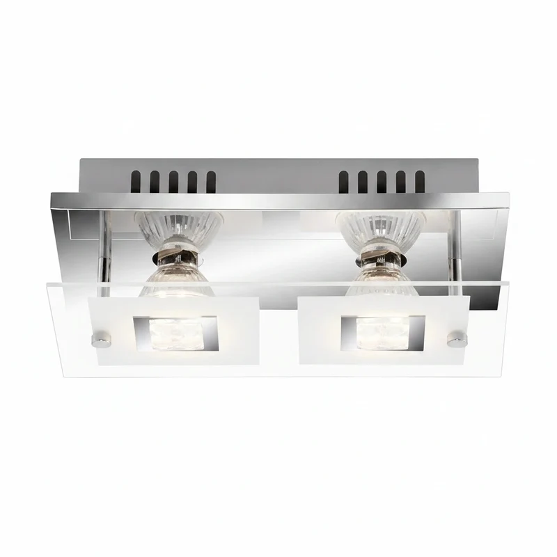 LED Wand- & Deckenleuchte TELL mit Glas Chrom glänzend 2flg rechteckig