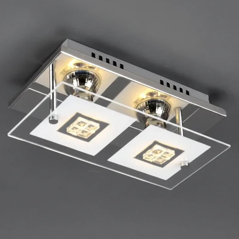 LED Wand- & Deckenleuchte TELL mit Glas Chrom glänzend 2flg rechteckig