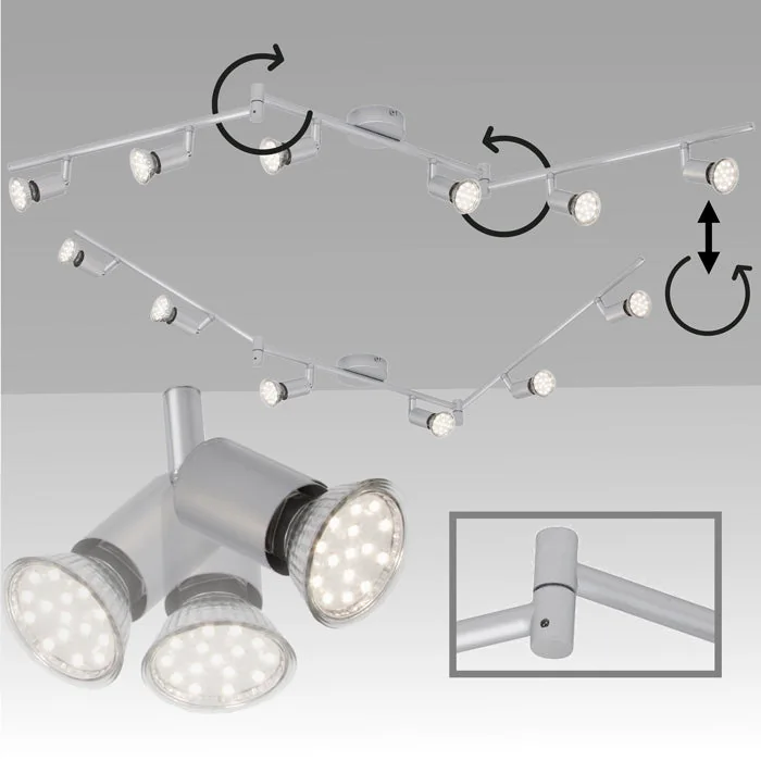 Briloner PICCO LED Deckenstrahler 6-flammig titanfarbig – schwenkbar, inkl. 6× GU10 LED