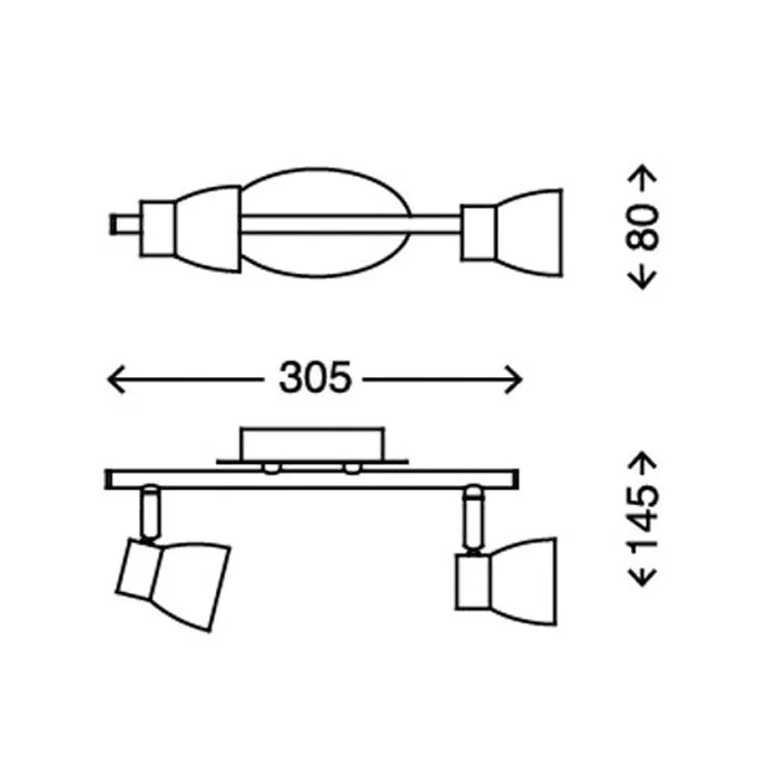 LED Deckenstrahler FOUR 2-flammig nickel-matt – schwenkbar, inkl. GU10 LED 230V, 30 cm