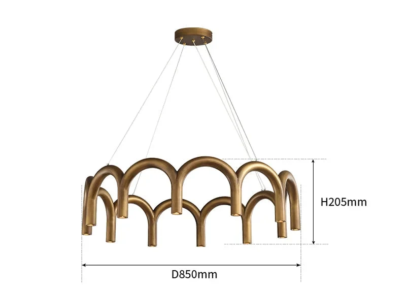 Patinated Brass Arch Chandelier | CLFISH520S