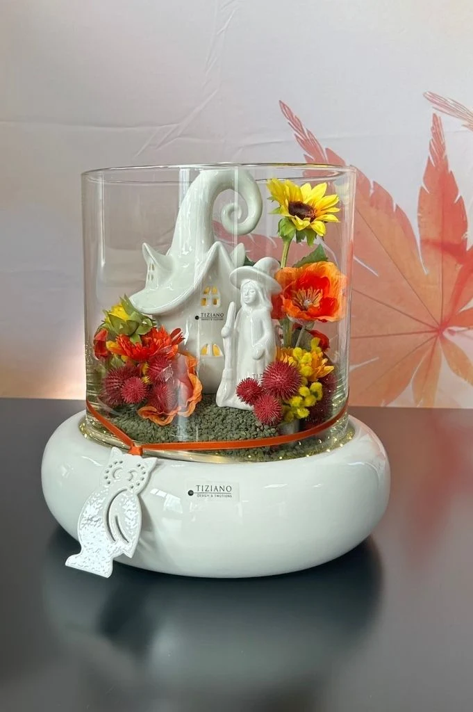 Dekoset Merida mit Haus Avalon LED+Hexe Franca creme-weiß