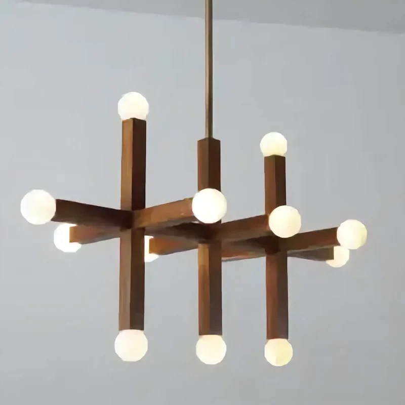 3-Link Wood & Glass Chandelier | CLVGT0281
