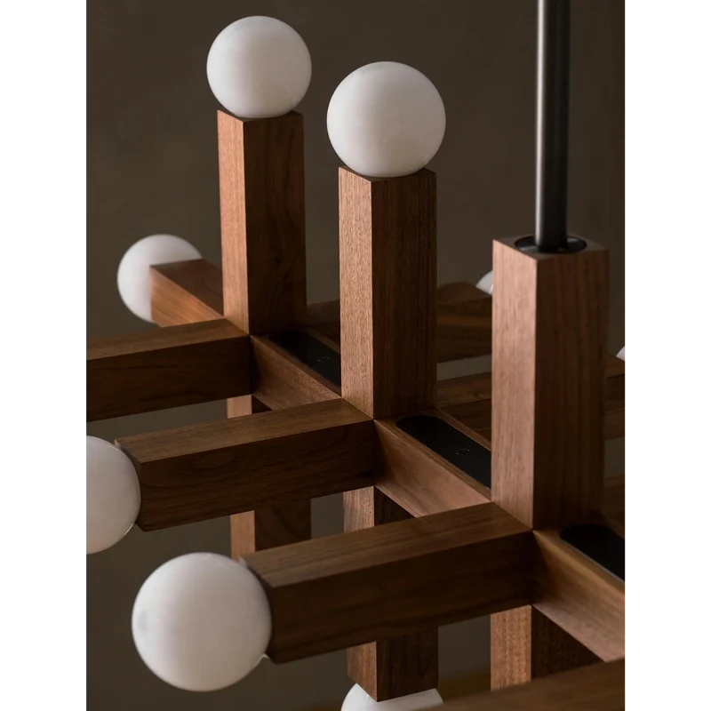 3-Link Wood & Glass Chandelier | CLVGT0281