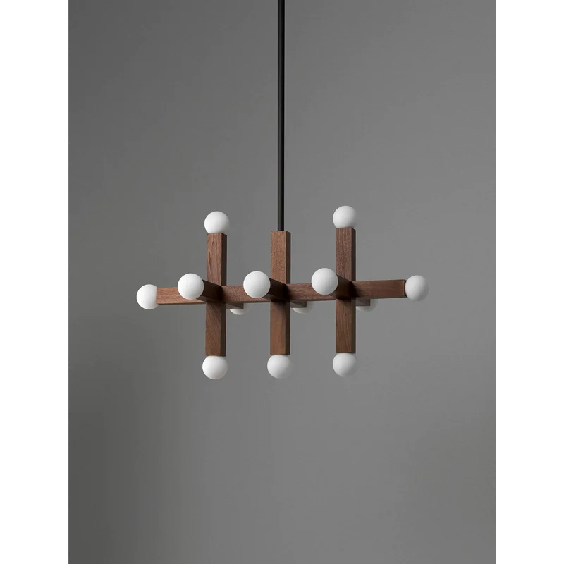 3-Link Wood & Glass Chandelier | CLVGT0281