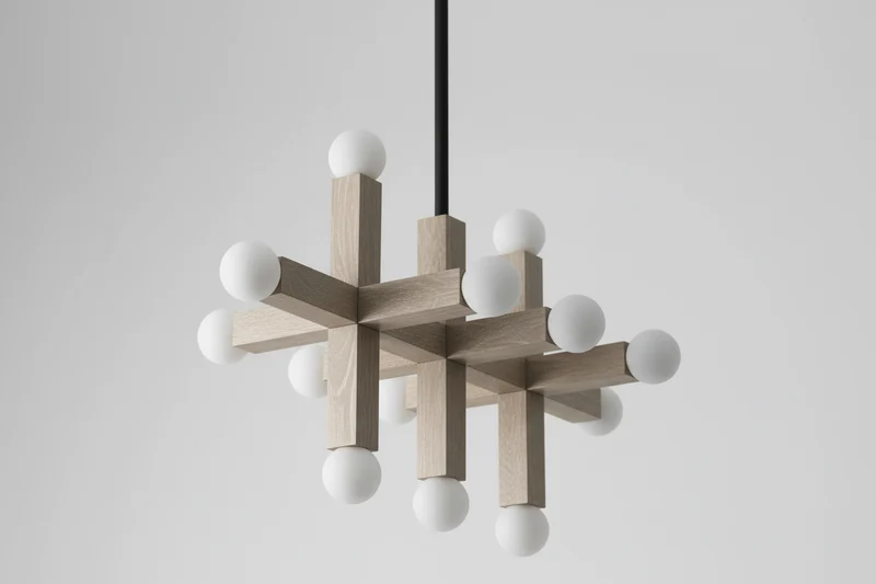 3-Link Wood & Glass Chandelier | CLVGT0281
