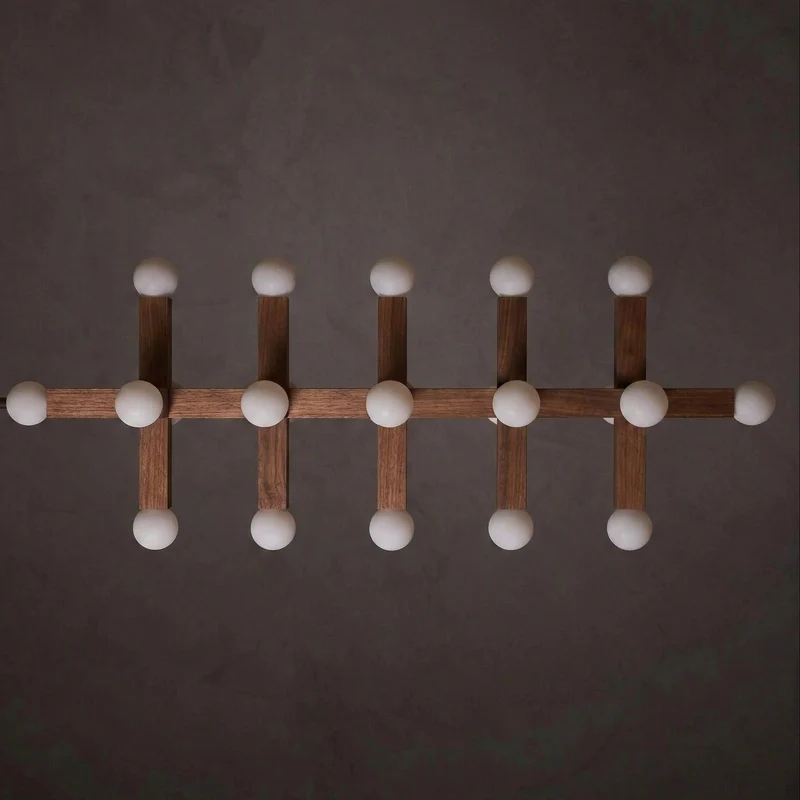 5-Link Walnut & Glass Chandelier | CLVGT0280