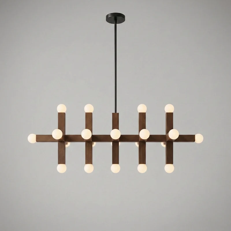 5-Link Walnut & Glass Chandelier | CLVGT0280