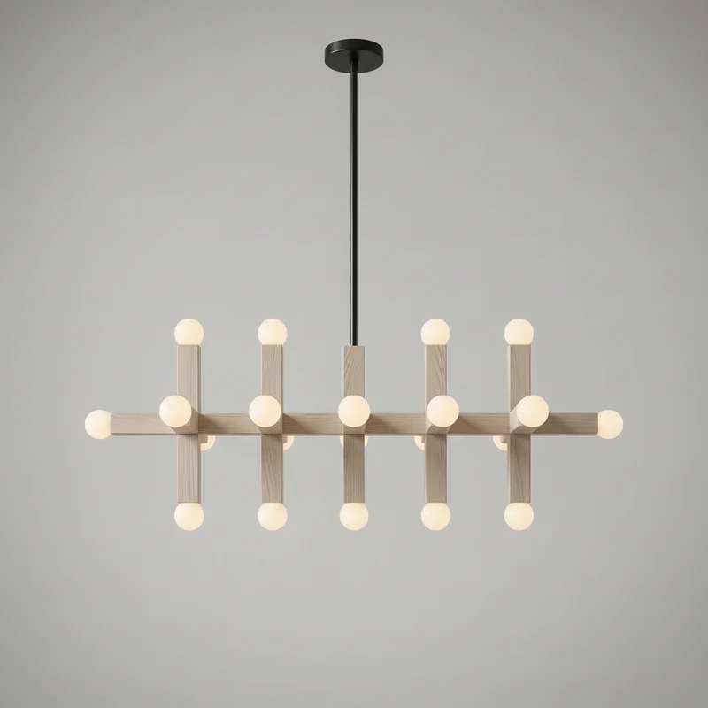 5-Link Walnut & Glass Chandelier | CLVGT0280
