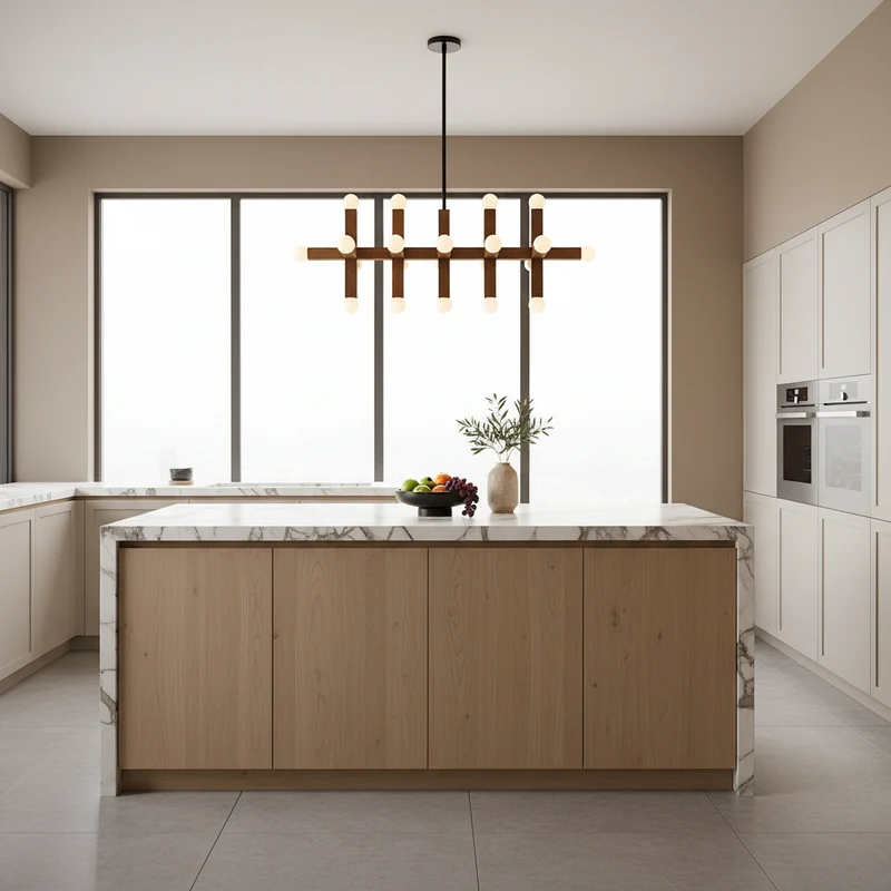 5-Link Walnut & Glass Chandelier | CLVGT0280