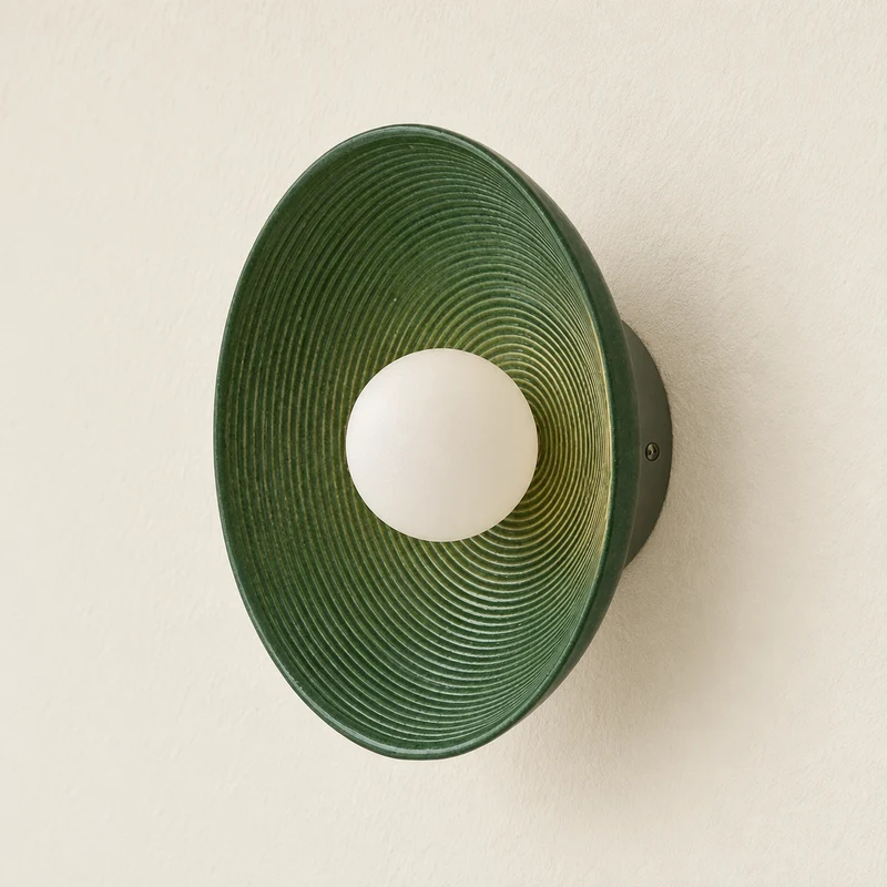 Ceramic Disc Wall Lamp | Cream, Green or Taupe | CLRJP025