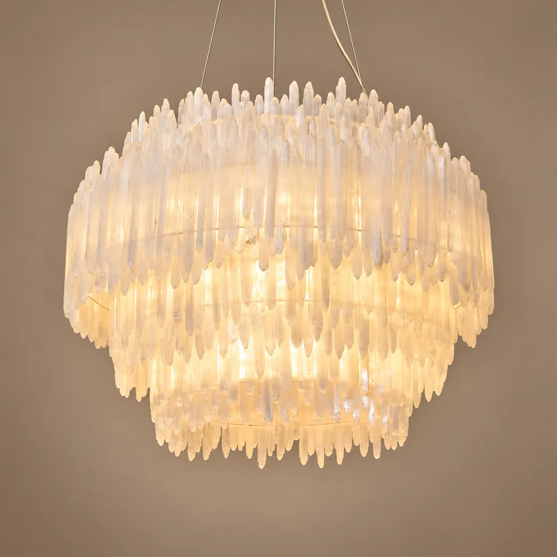 The Cortina Tiered Chandelier | Selenite & Brass | CLCRT