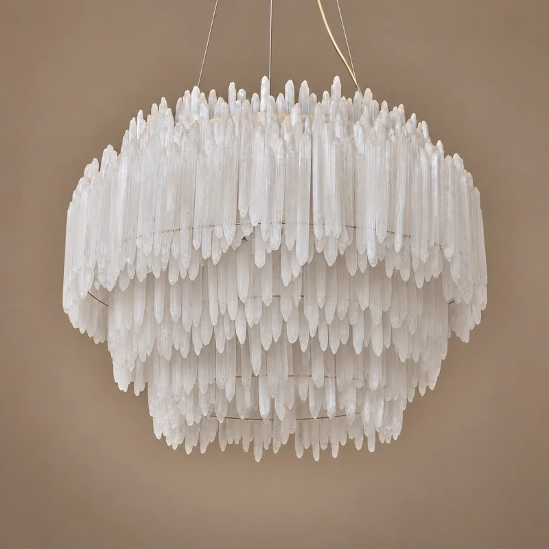 The Cortina Tiered Chandelier | Selenite & Brass | CLCRT