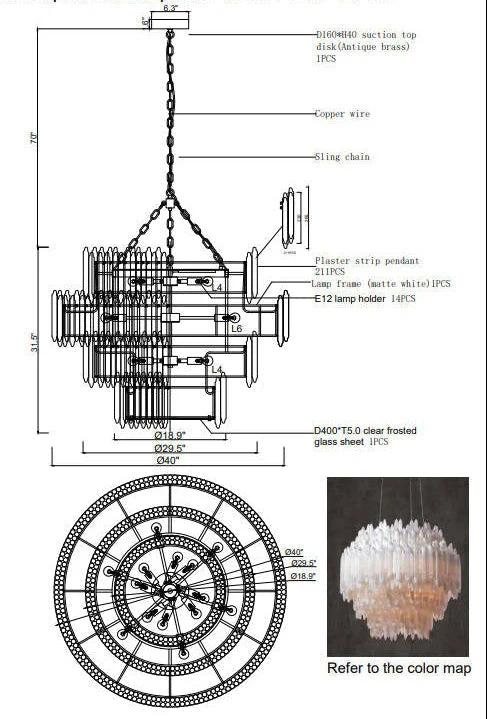 The Cortina Tiered Chandelier | Selenite & Brass | CLCRT