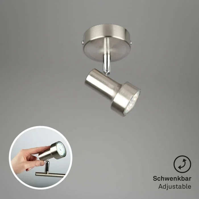 Briloner SUB LED Wandleuchte 1-flammig – schwenk- & drehbar, GU10, matt-nickel, warmweiß