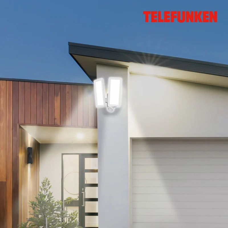 LED Fluter 2-flammig mit Bewegungssensor im Hochformat für Außen weiß 1200 Lm IP44 | Briloner