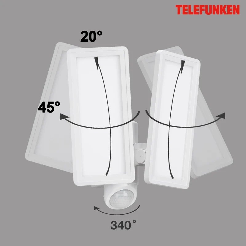 LED Fluter 2-flammig mit Bewegungssensor im Hochformat für Außen weiß 1200 Lm IP44 | Briloner