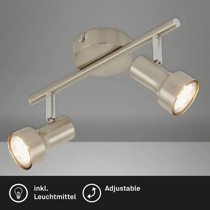 Briloner SUB LED-Deckenstrahler 2-flammig – GU10, schwenkbar, Matt-Nickel