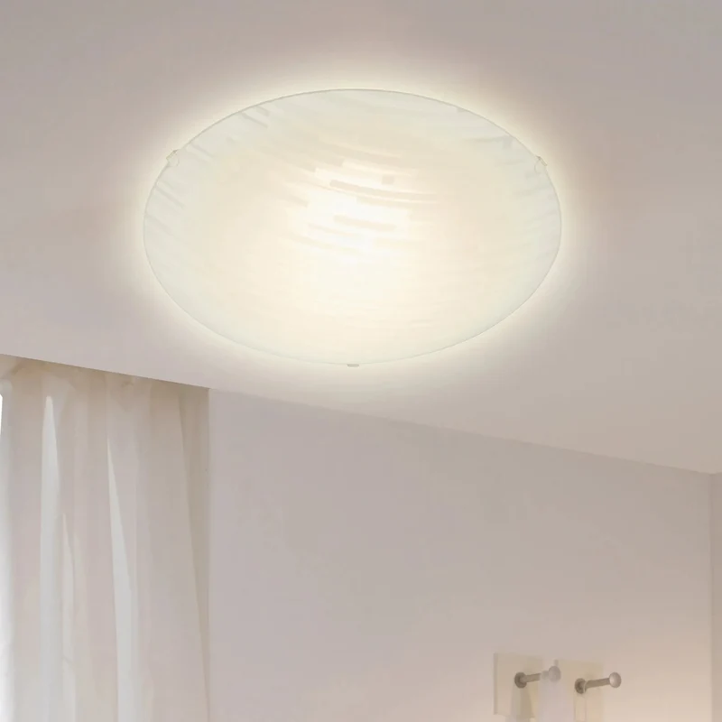 Runde LED Deckenleuchte NOVO Glas weiß mit Streifen 30 cm | Briloner