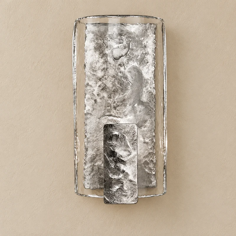 Textured Glass & Cast Steel Wall Sconce | CLDFT025S