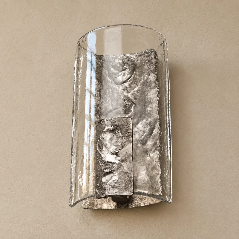 Textured Glass & Cast Steel Wall Sconce | CLDFT025S