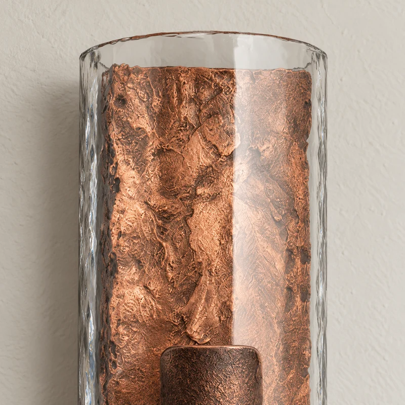 Textured Glass & Cast Steel Wall Sconce | CLDFT025S