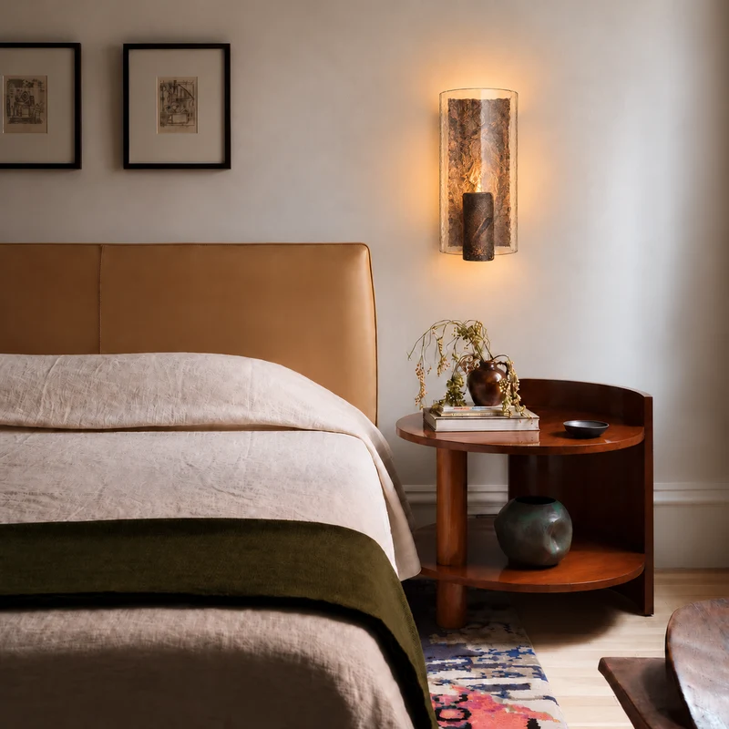 Textured Glass & Cast Steel Wall Sconce | CLDFT025S