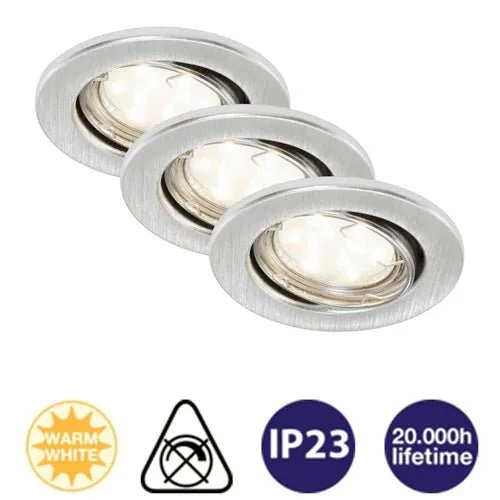 LED Einbaustrahler Set 3-flammig FIT – GU10, IP23, Aluminium, schwenkbar