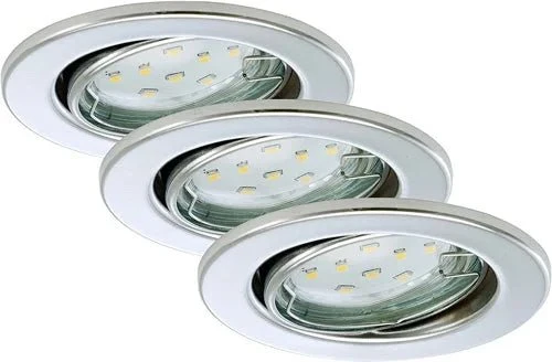 3er Set LED Einbaustrahler Chrom rund schwenkbar GU10 – 68 mm Deckeneinbau inkl. LED
