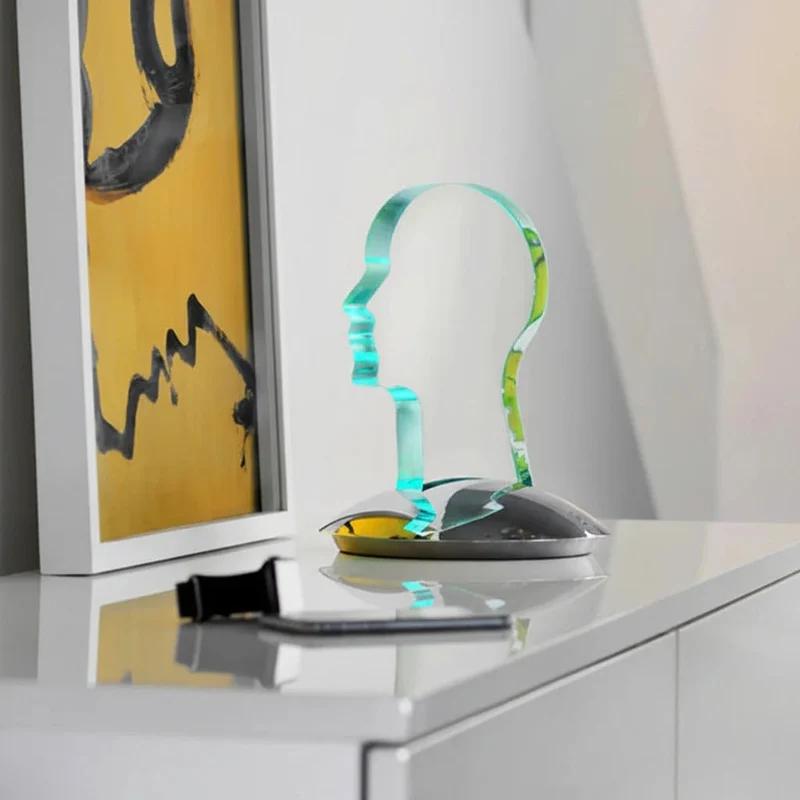 Sompex Head LED-Designlampe – Kopf-Skulptur aus Acrylglas, RGB, mit Fernbedienung