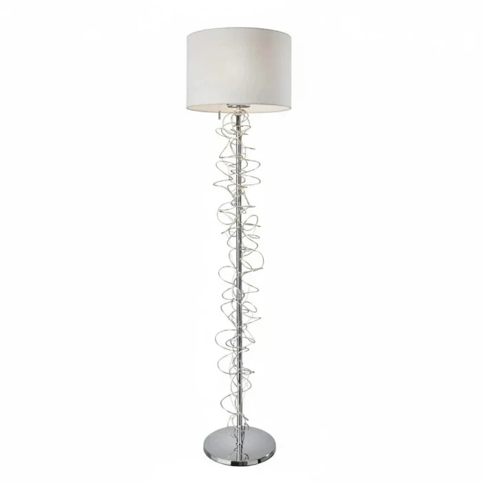 Design Stehlampe JEWEL mit LED-Leuchtdraht & Stoffschirm – Chrom/Weiß von Sompex