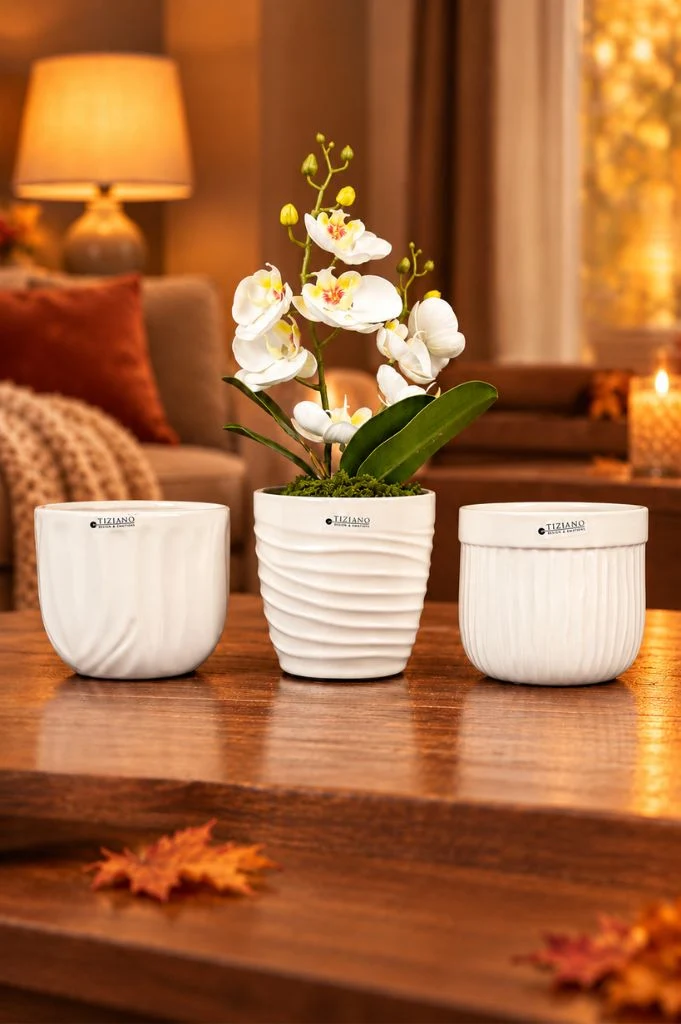 Orchideenkübel Tarano 13cm creme-weiß