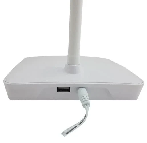 LED Schreibtischlampe Touch dimmbar weiß/silber mit USB – 5W Tischleuchte