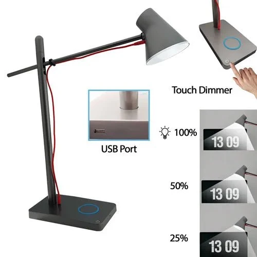 LED Schreibtischlampe dimmbar mit Touch & USB – Flexible Leselampe für Büro & Homeoffice