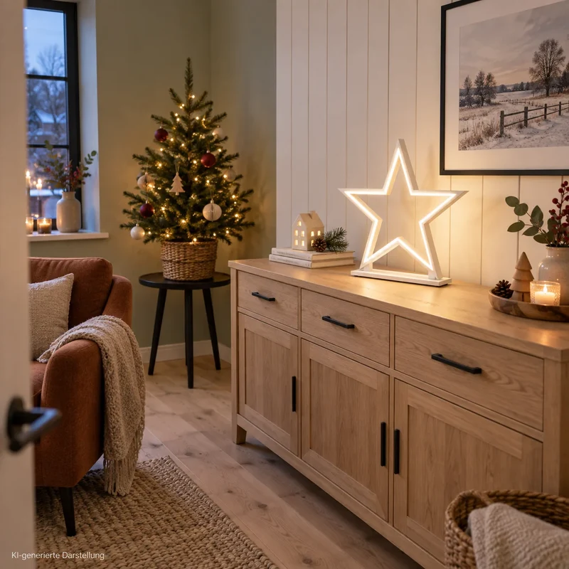 LED Stern Tischlampe "Lucy" 53 cm – Holz Weiß – Weihnachtsstern Lampe von Sompex